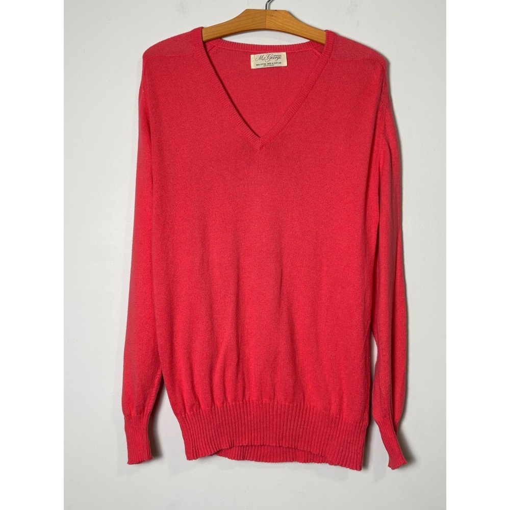 McGeorge Of Dumfries Preppy Cotton V-Neck Sweater Mens 42 L‎ Scotland Grandpa